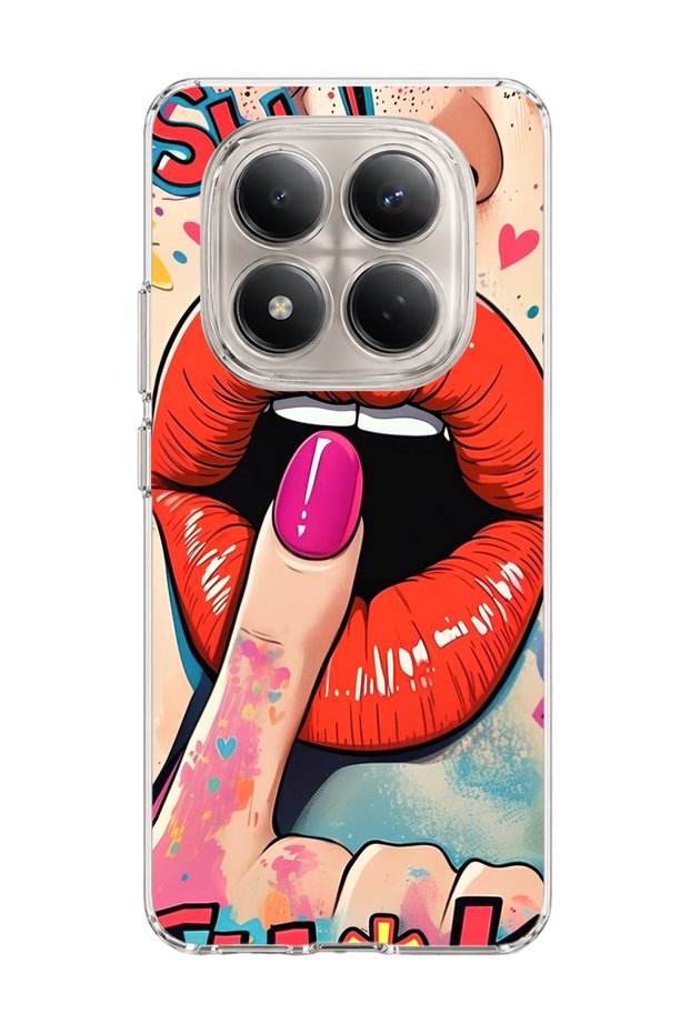 Redmi Note 15 Pro 4g / 5g Compatible Red Lip Print Transparent Phone Case