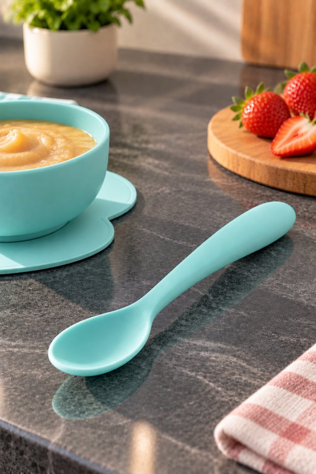 2-Pack Silicone Feeding Spoon Baby Feeding Spoon Soft Tip Ergonomic Design Transition Spoon for Supplementary Food