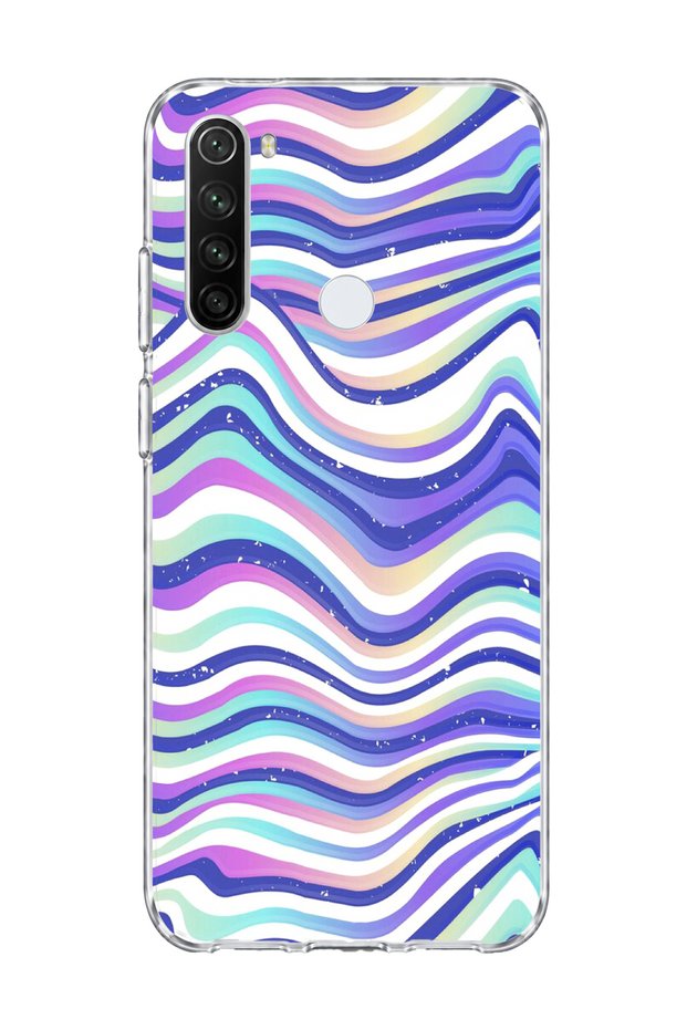 Redmi Note 8 Compatible Purple Blue Wavy Line Printed Transparent Phone Case