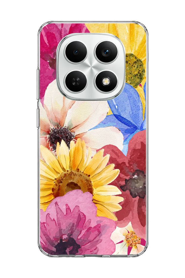 Redmi Note 15 4g Compatible Sunflower Watercolor Printed Transparent Phone Case