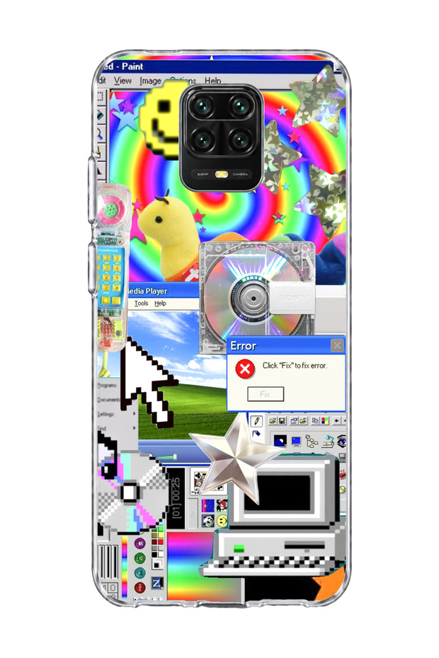 Redmi Note 9 Pro Compatible Rainbow Old Computer Printed Transparent Phone Case