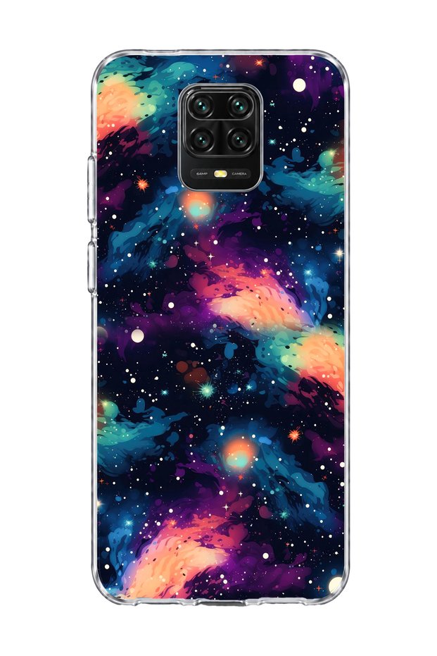 Redmi Note 9 Pro Compatible Colorful Galaxy Printed Transparent Phone Case