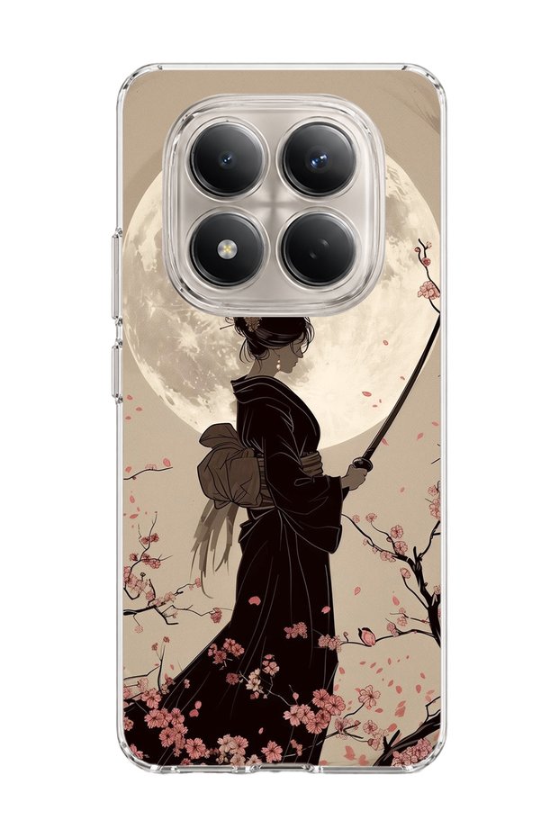 Redmi Note 15 Pro 4g / 5g Compatible Geisha Full Moon Printed Transparent Phone Case