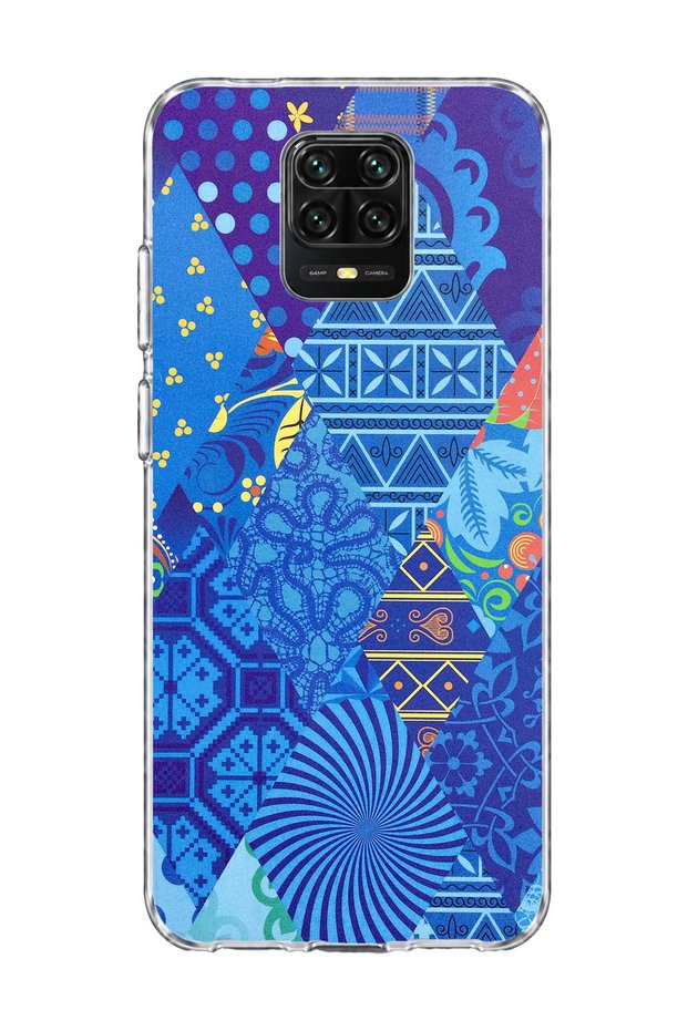 حافظة هاتف شفافة متوافقة مع Redmi Note 9 Pro مطبوعة باللون الأزرق
