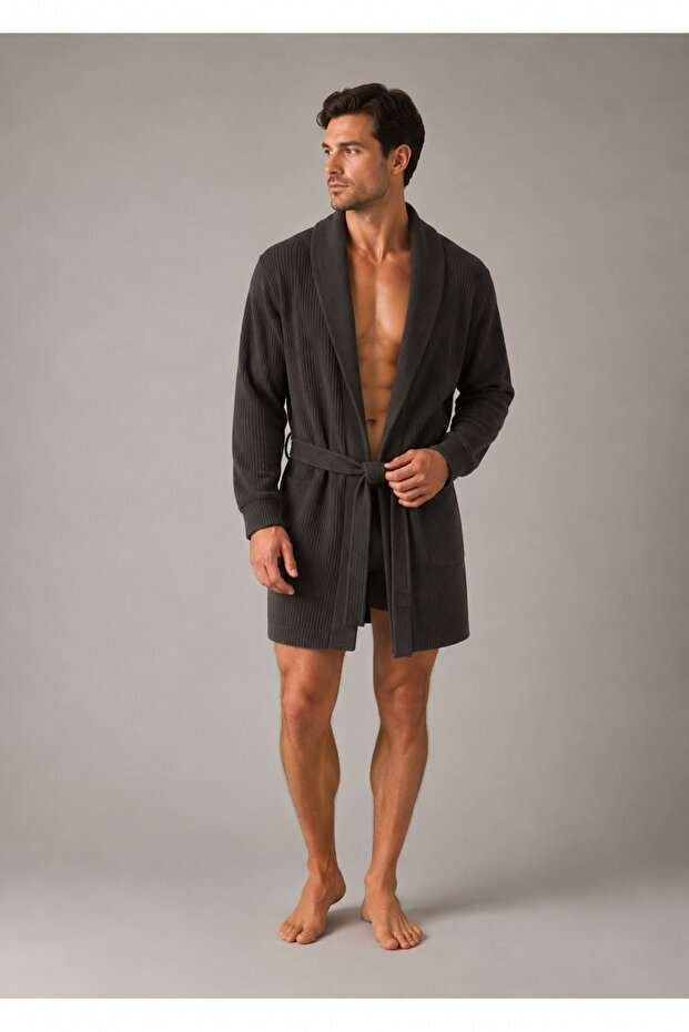 Men's Charcoal Gray Dressing Gown