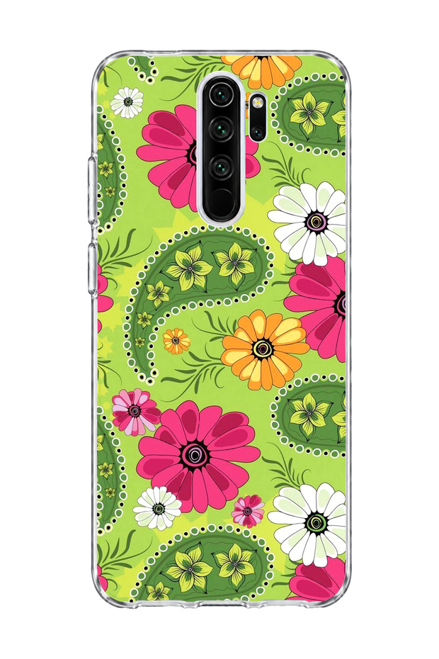 حافظة هاتف شفافة مطبوعة بنمط الشال الأخضر متوافقة مع Redmi Note 8 Pro