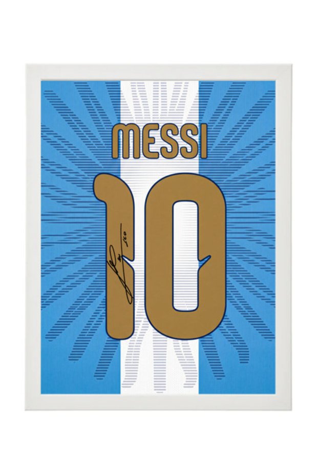 Lionel Messi Argentina farewell Jersey #10 with Printed Autograph Framed Poster 30x40cm , Soccer Memorabilia Gift for Football Fans