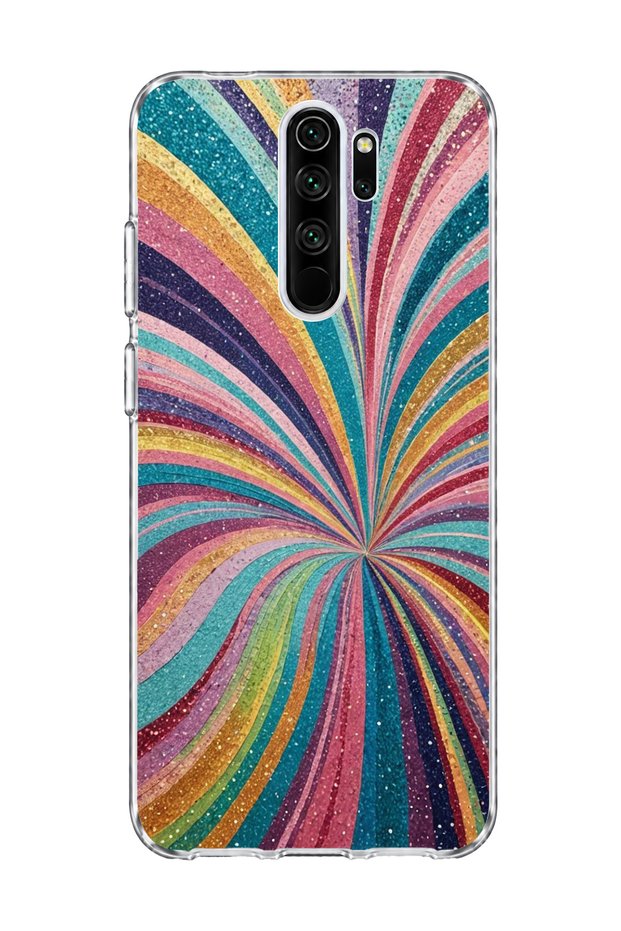 Redmi Note 8 Pro Compatible Transparent Phone Case with Silver Color Beam Print