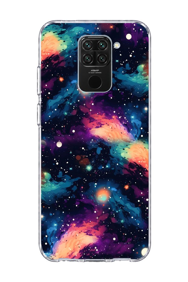 Redmi Note 9 Compatible Colorful Galaxy Printed Transparent Phone Case