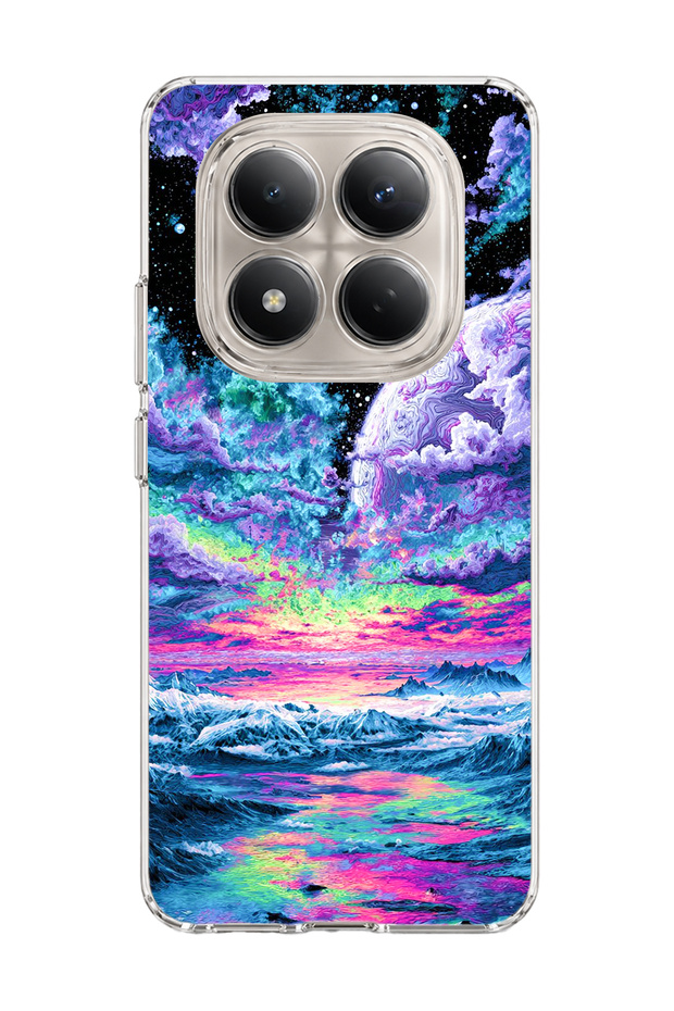 Redmi Note 15 Pro 4g / 5g Compatible Purple Planet Ocean Printed Transparent Phone Case