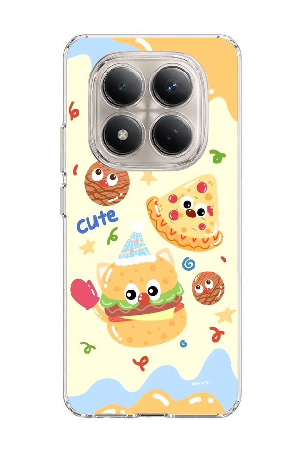 Redmi Note 15 Pro 4g / 5g Compatible Cute Hamburger Pizza Printed Transparent Phone Case
