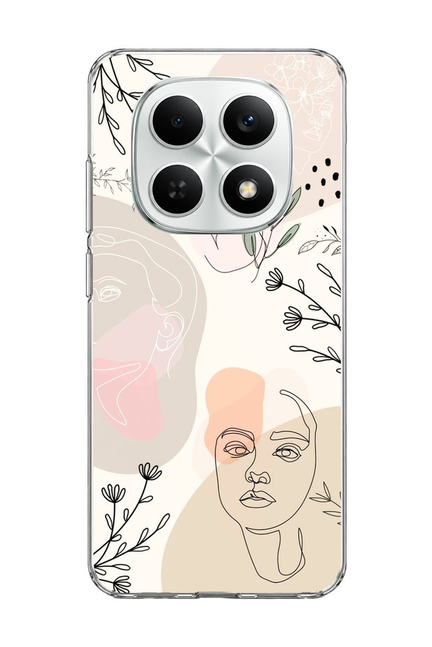 Redmi Note 15 4g Compatible Stripe Leaf Printed Transparent Phone Case