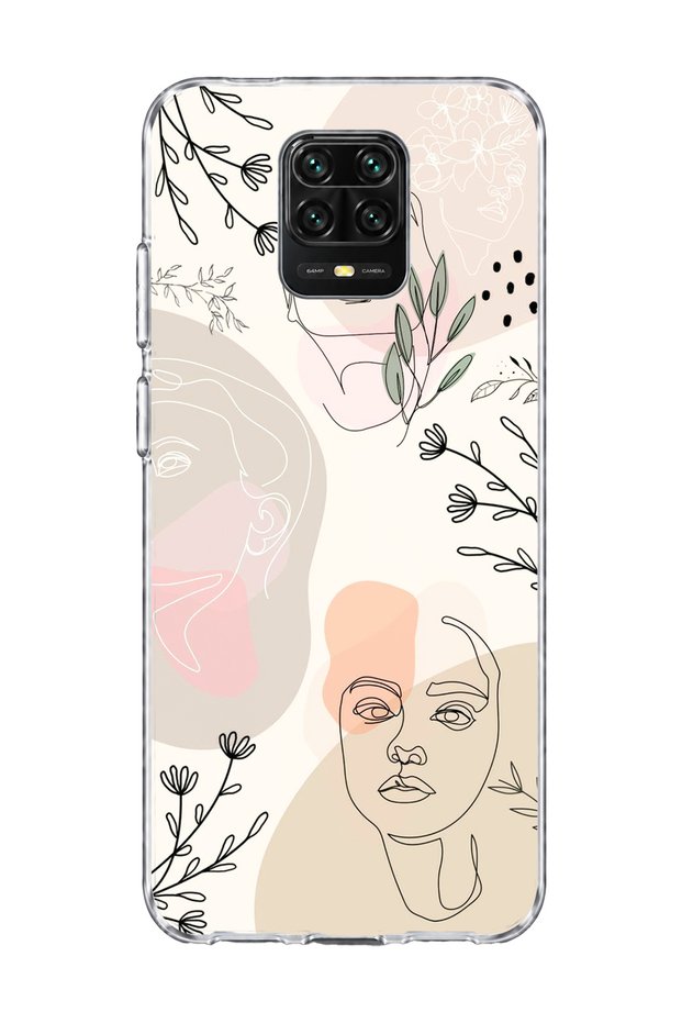 حافظة هاتف شفافة مطبوعة بتصميم أوراق الشجر متوافقة مع هاتف Redmi Note 9 Pro
