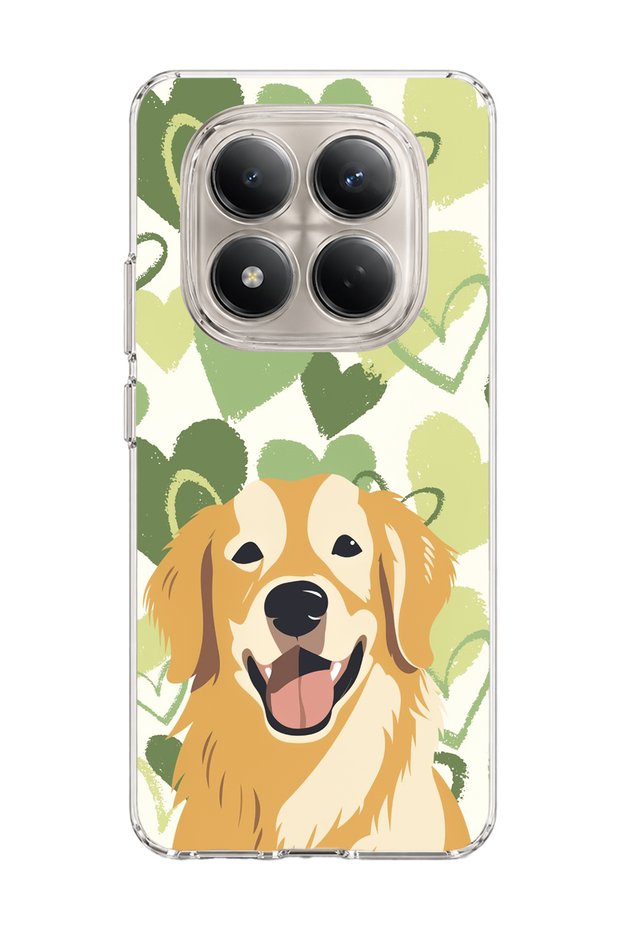 Redmi Note 15 Pro 4g / 5g Compatible Yellow Dog Green Heart Printed Transparent Phone Case