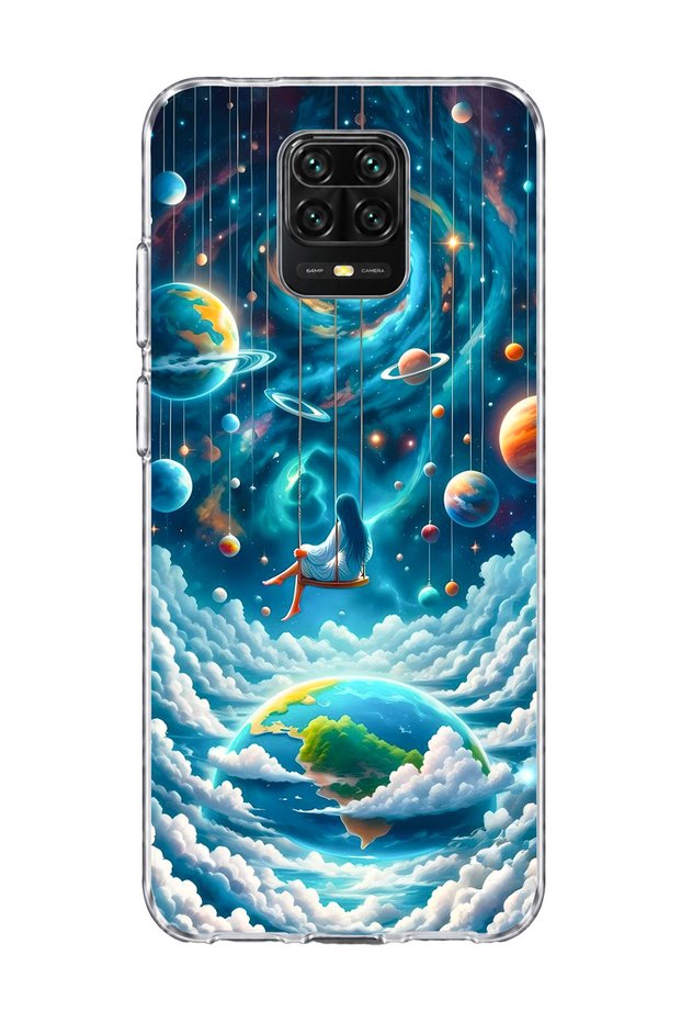 Redmi Note 9 Pro Compatible Girl on the Swing Galaxy Printed Transparent Phone Case