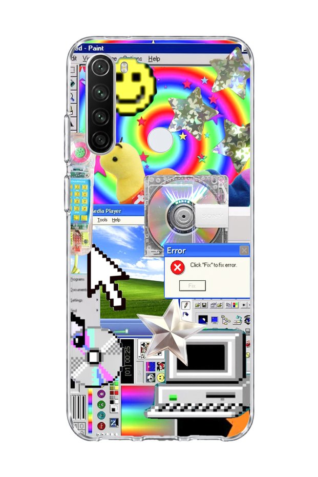Redmi Note 8 Compatible Rainbow Old Computer Printed Transparent Phone Case