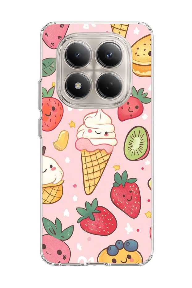 Redmi Note 15 Pro 4g / 5g Compatible Ice Cream Strawberry Pink Printed Transparent Phone Case