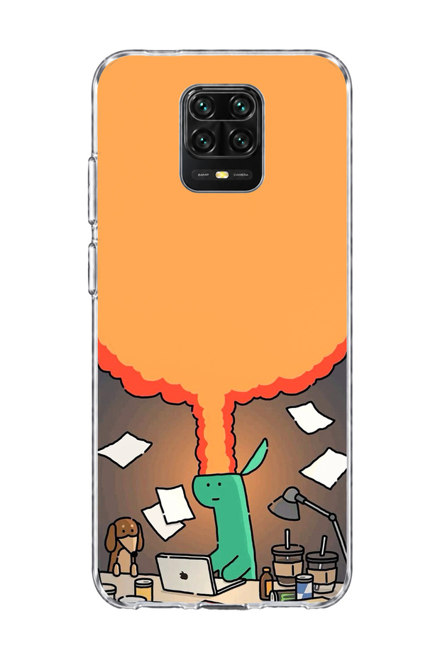 Redmi Note 9 Pro Compatible Green Dinosaur Funny Printed Transparent Phone Case
