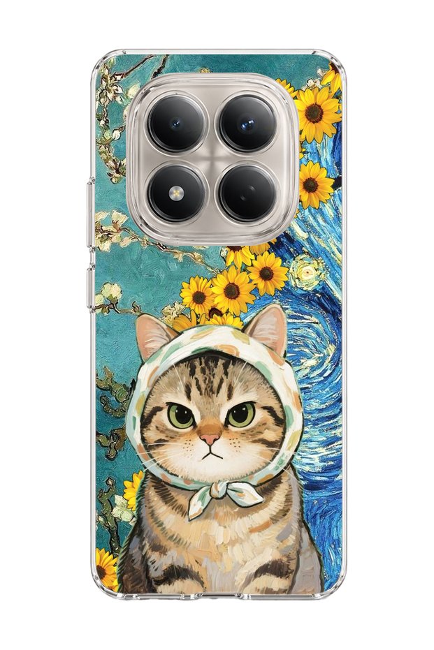 Redmi Note 15 Pro 4g / 5g Compatible Starry Night Tabby Cat Printed Transparent Phone Case