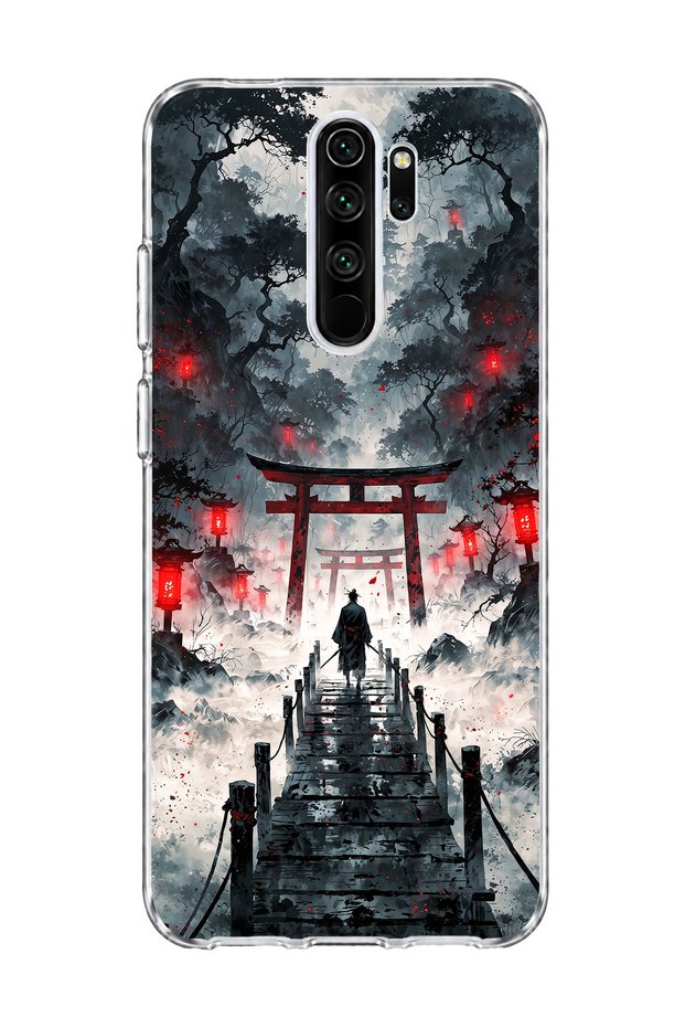 حافظة هاتف شفافة مطبوعة عليها بوابة ساموراي متوافقة مع هاتف Redmi Note 8 Pro