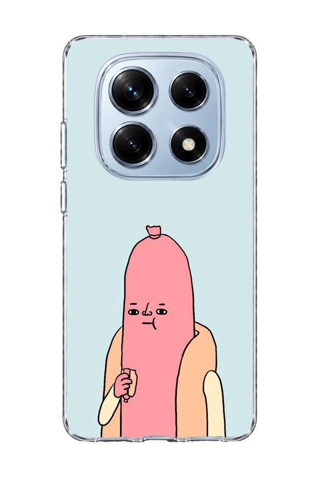 Redmi Note 14 Pro 4g Compatible Funny Sausage Character Printed Transparent Phone Case