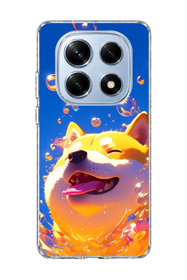 Redmi Note 14 Pro 4g Compatible Smiling Dog Bubble Printed Transparent Phone Case