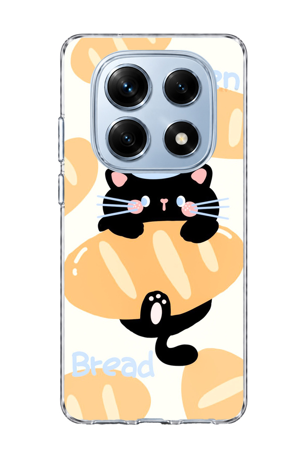 Redmi Note 14 Pro 4g Compatible Black Cat Bread Printed Transparent Phone Case