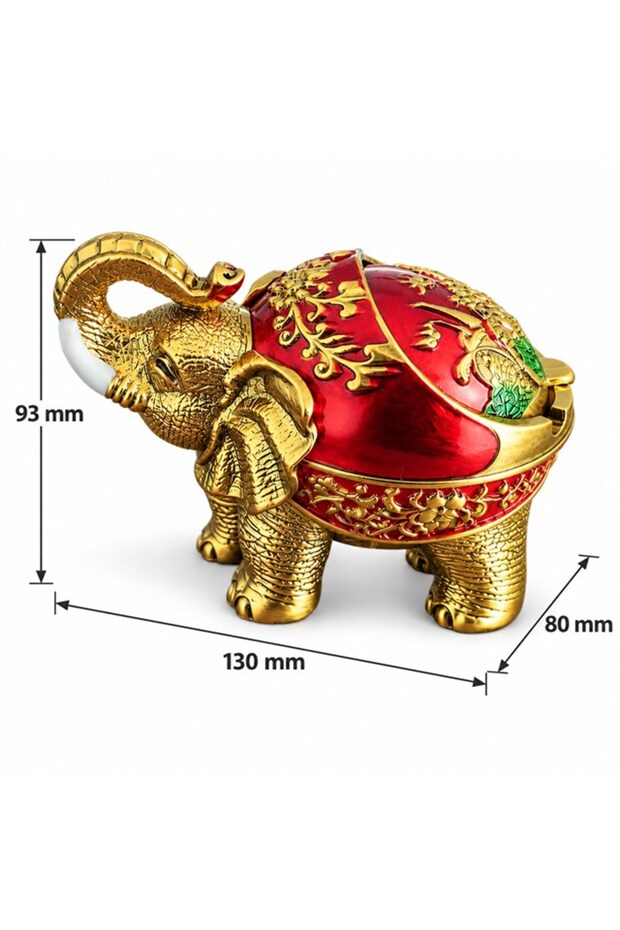 Decorative Ashtray with Red Gold Elephant Figure