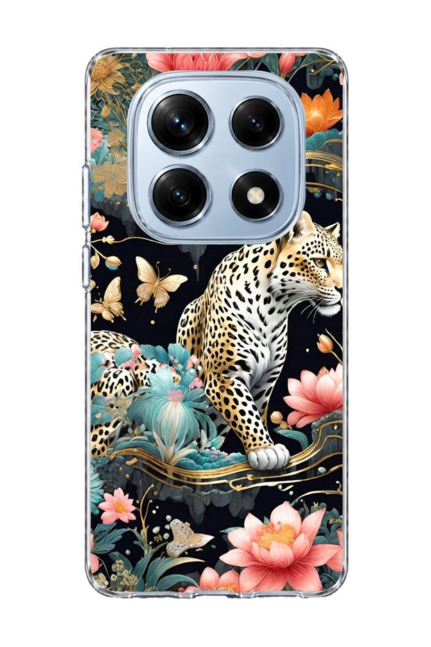 Redmi Note 14 Pro 4g Compatible Leopard Water Lily Printed Transparent Phone Case