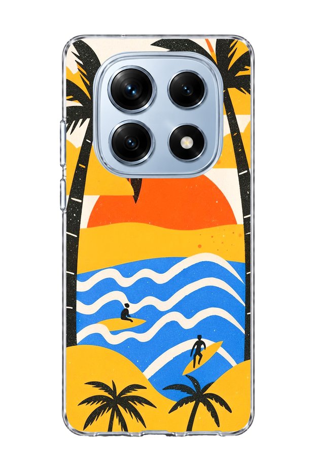 Redmi Note 14 Pro 4g Compatible Palm Surf Printed Transparent Phone Case
