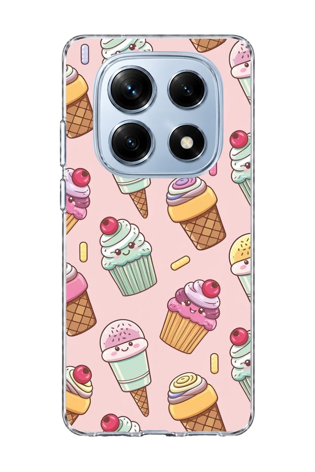 Redmi Note 14 Pro 4g Compatible Ice Cream Cake Pink Printed Transparent Phone Case