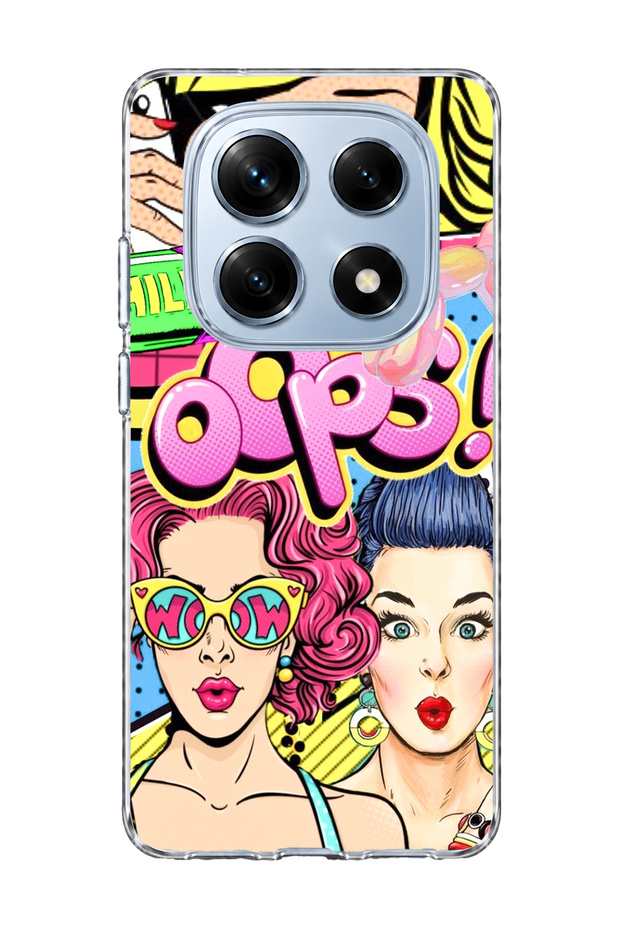 Redmi Note 14 Pro 4g Compatible Colorful Comic Women Printed Transparent Phone Case