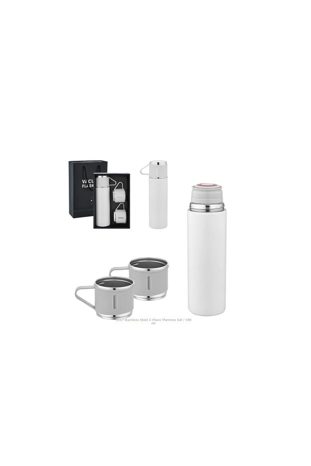 Steel 3-Piece Thermos Set / 500 ml 23 X Ø 6.5 cm Scratch-Resistant Surface