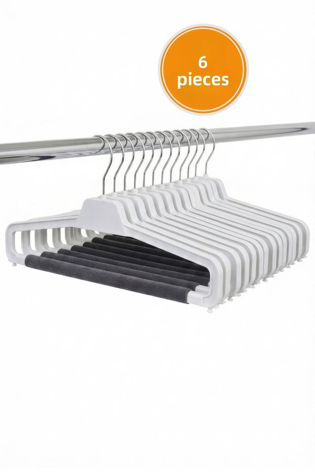Pants Hanger White - with Sponge - 6 Pieces - White
