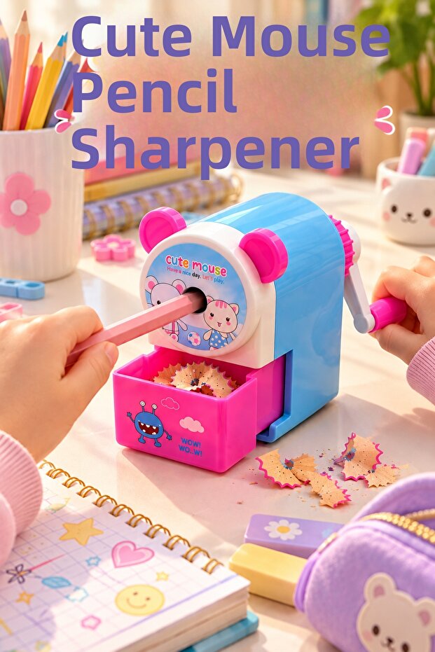 Pencil Sharpener with Sleeve – Pencil Sharpener with Container, Pencil Opener with Flip Sleeve - Blue