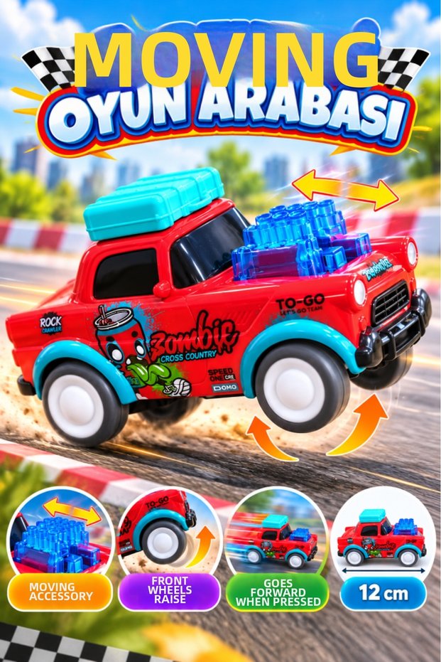Fun Car Push and Go Mechanism Front Wheels Shield 12 cm Movable Accessory Toy Car