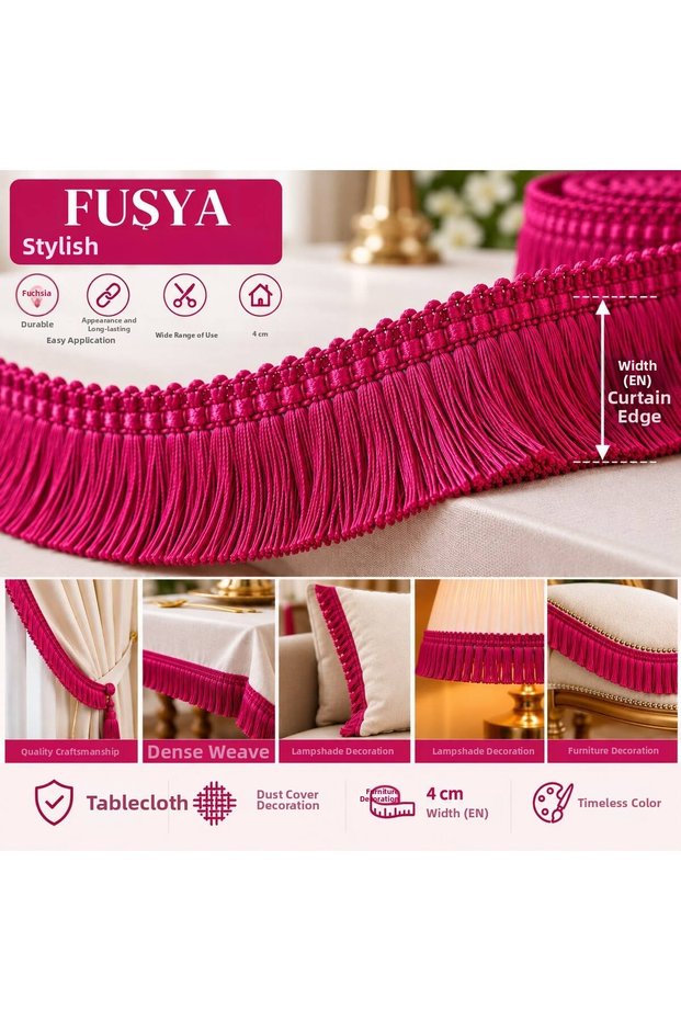 High Quality Rope Fringe Fuchsia Tassel 1 Meter – Decorative Strip, Stylish Design