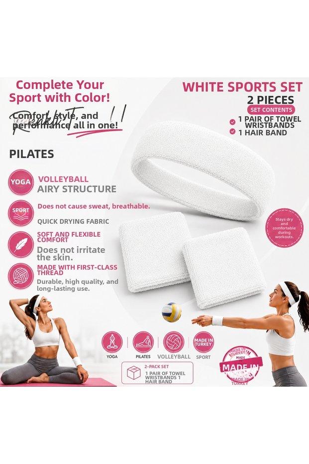 Pilates Yoga Volleyball Tennis Hair Band Wristband Set