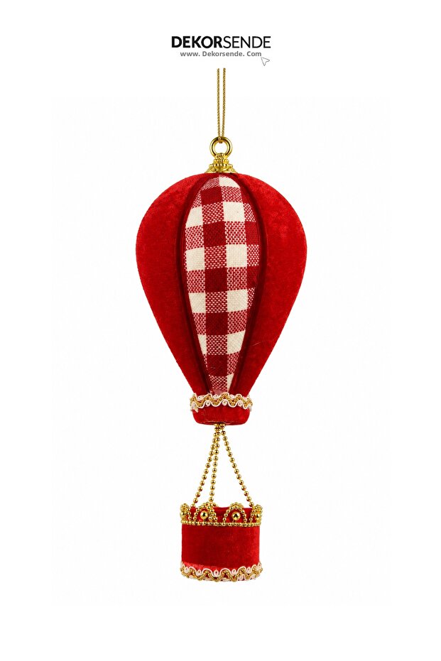 Christmas Ornament Zeplin Velvet Gingham Red White 30 cm