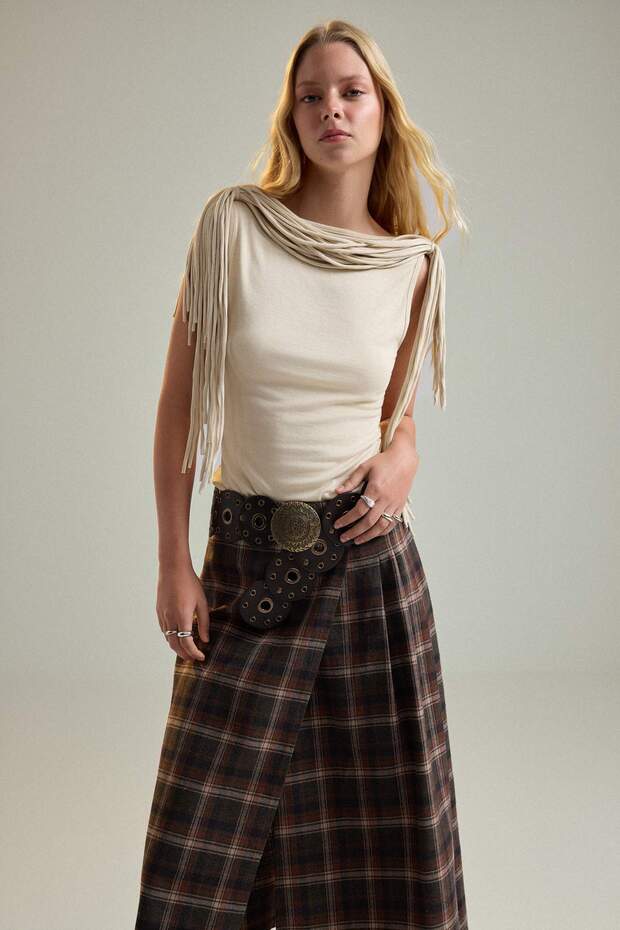 Brown Troc Faux Leather Belt Tedaw24Ke00000