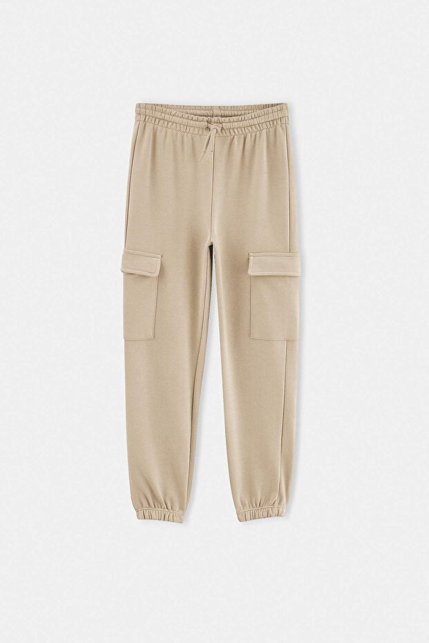 Stone Cotton Boys' Cargo Pocket Sweatpants Tkdaw27Ea00025
