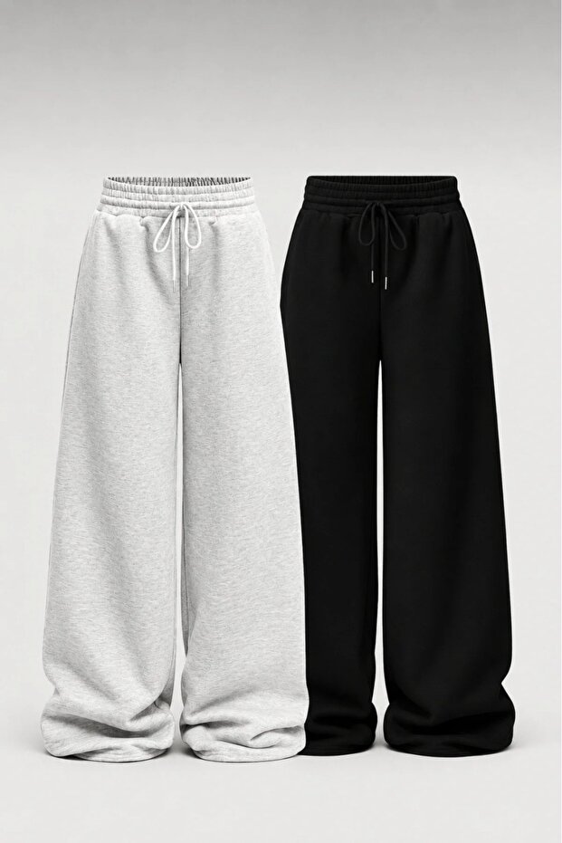 2 Pcs Tracksuit Set Jogger Elastic Hem Sweatpants