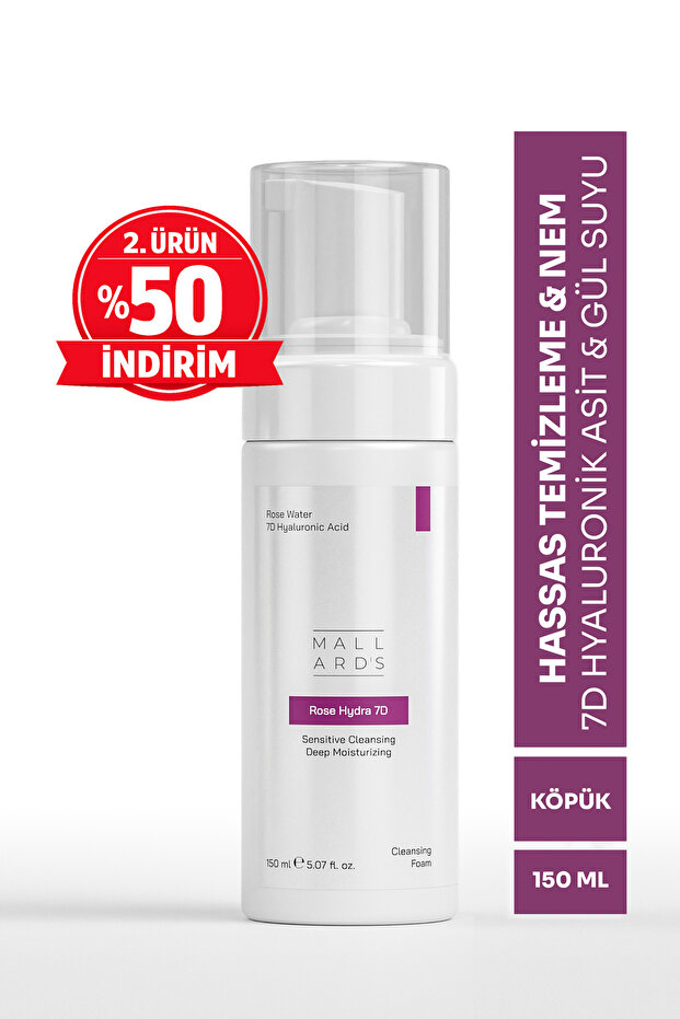 Rose Hydra 7D, Rose Water & 7D Hyaluronic Acid, Purifying and Intense Moisturizing Facial Cleansing Foam, 150 ml