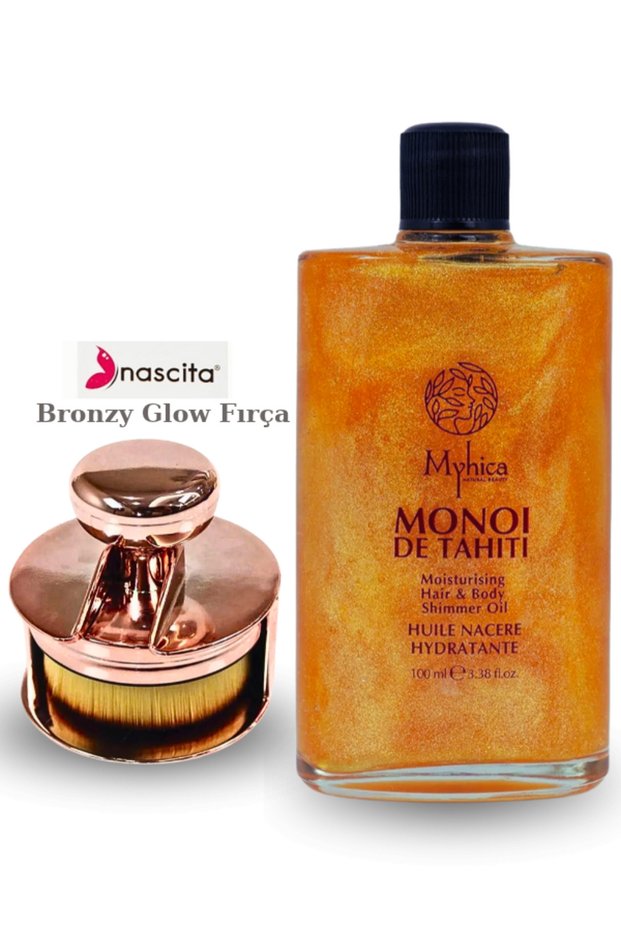 Bronzy Glow Foundation Brush 247 + Shimmering Hair & Body Moisturizing Oil - 100 ml
