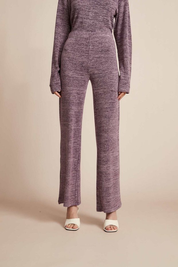 Solid High-Waist Pants