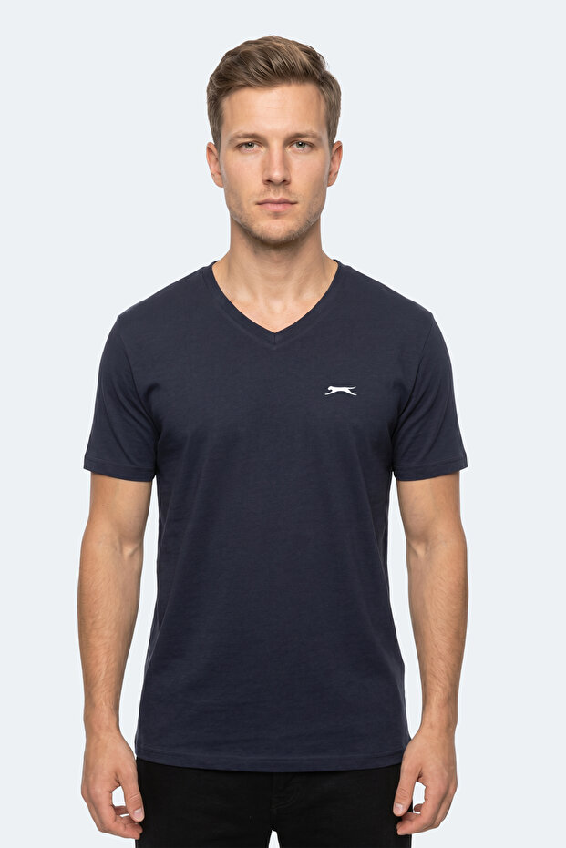 Rivaldo in Men's V-Neck Navy Blue T-Shirt