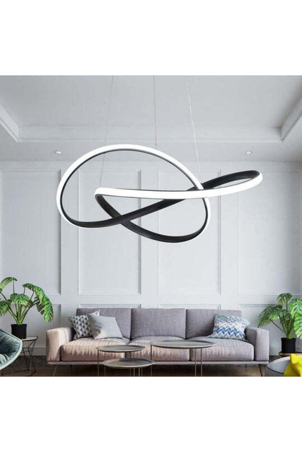 Lustra LED Suspendata INFINITY Black Telecomanda Echivalent 500W
