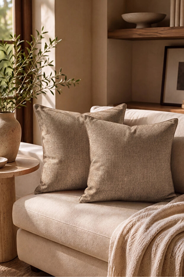 2-Piece Digital Printed Throw Pillow Cover Jute
