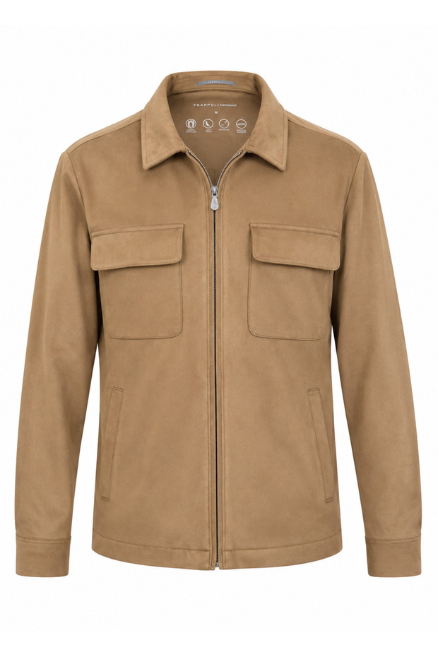 Light Brown Men's Zippered Suede Jacket