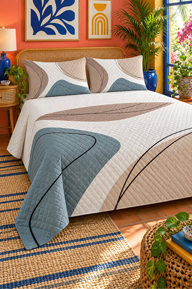 Abstract Pattern Double Printed Pique (200x220 Cm)